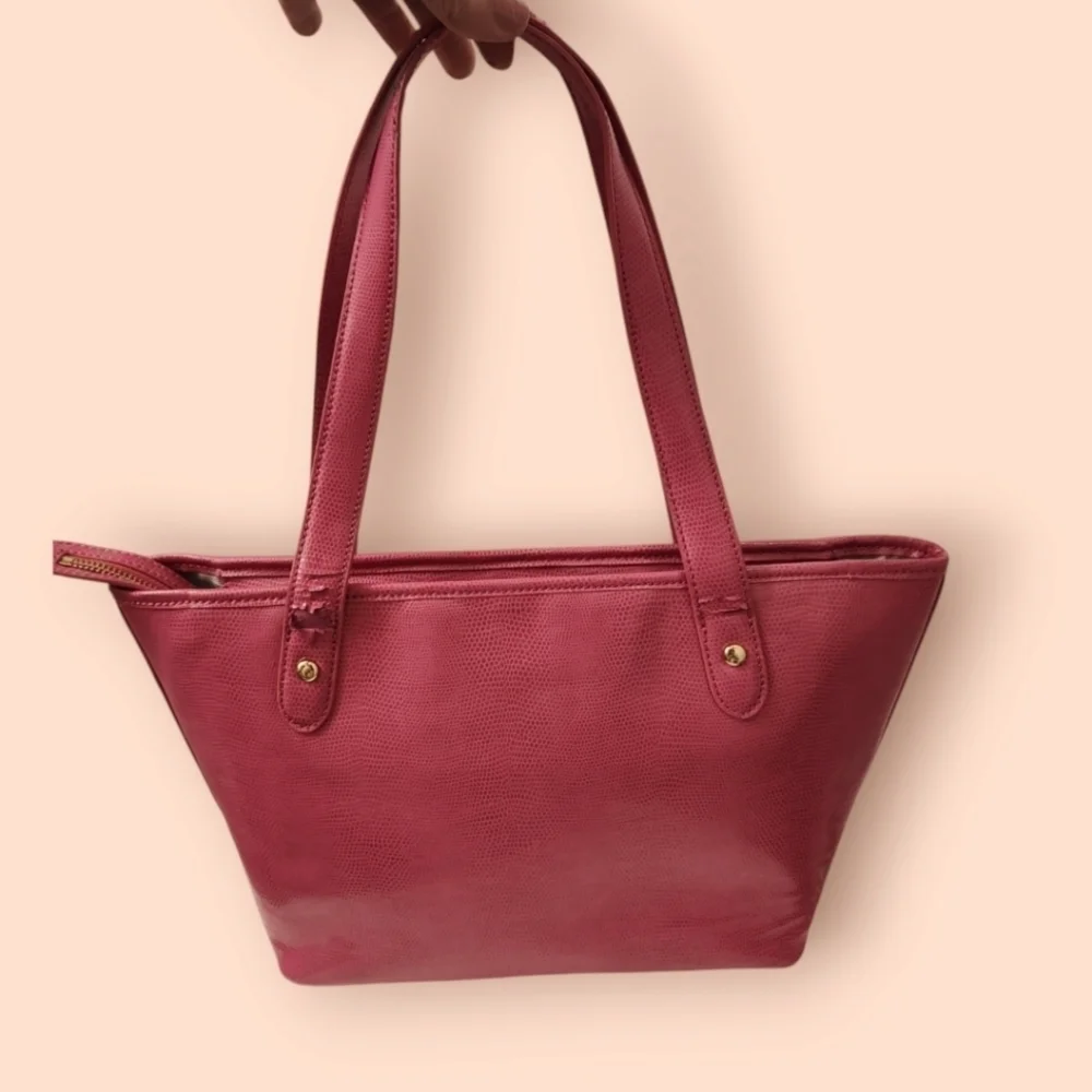 Ralph Lauren Pink Leather Satchel w Gray Interior